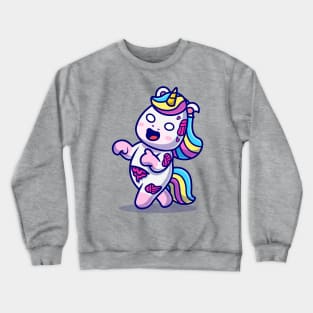 Cute Unicorn Zombie Cartoon Crewneck Sweatshirt